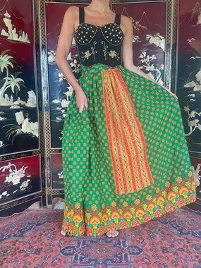 1970s Ellen Tracy psychedelic wrap maxi skirt